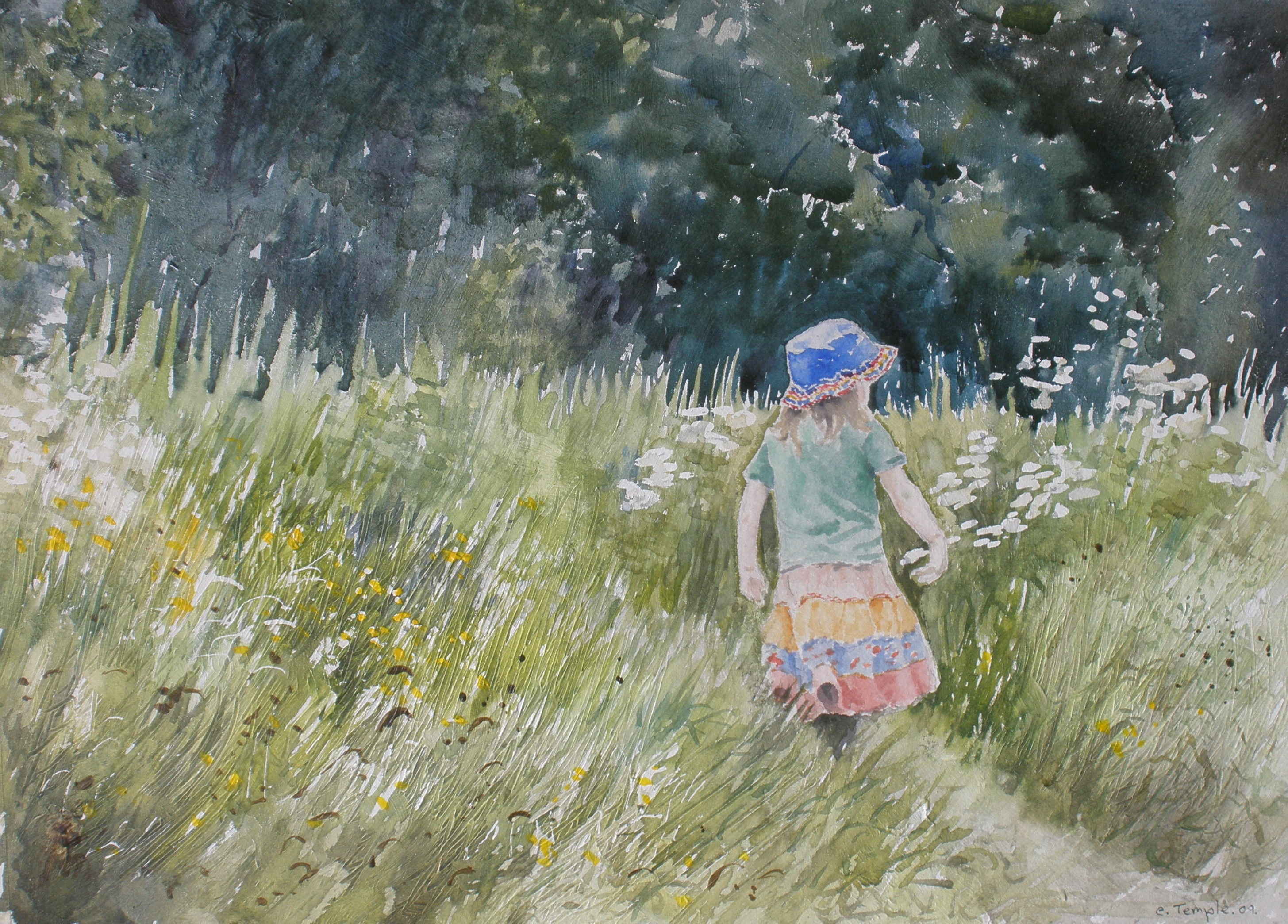 Isobel in spring Rivelin Valley field